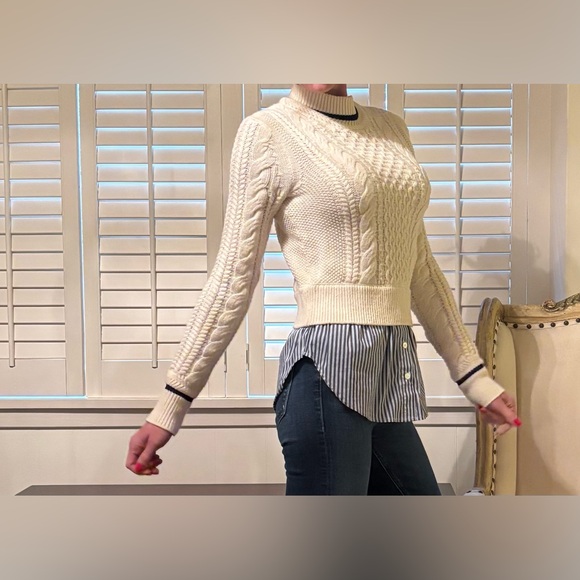 Veronica Beard cable knit mixed media sweater - Picture 5 of 14
